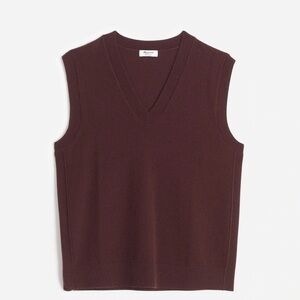Madewell Cashmere V-Neck Sweater Vest in Molasses sz Small